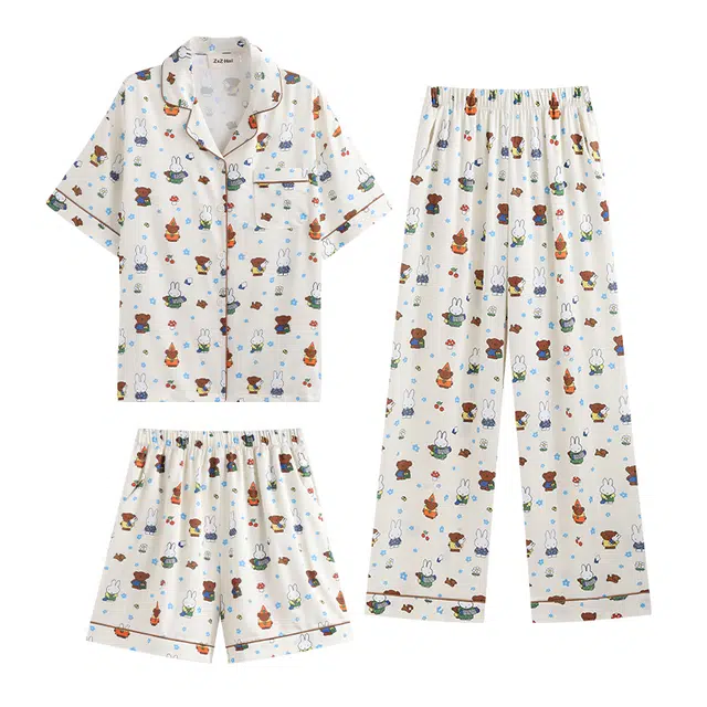 侘町 卡通纯棉柔软透气亲肤休闲睡衣套装 女款