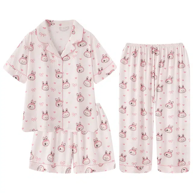 好福份 透气轻盈轻便设计家居服夏季睡衣套装 女款