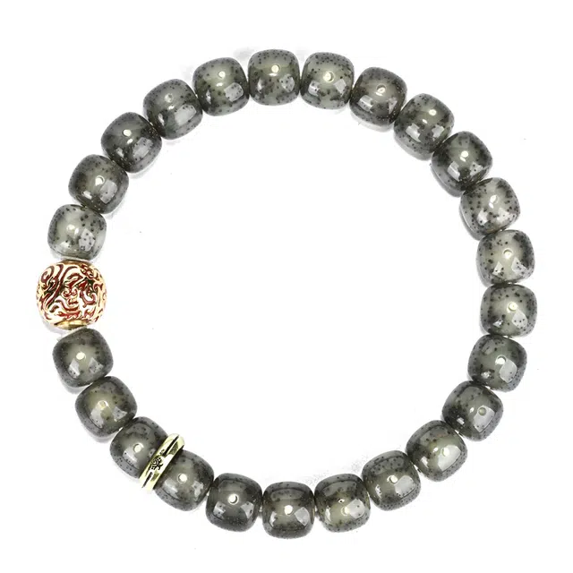 钰澜文玩 海南毛感料 糯冰-火纹旋珠搭配款文玩佛珠转运珠 星月菩提 手串 男女同款情侣款