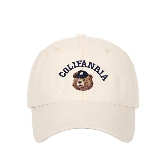 艾佳微 可爱卡通小熊百搭宽檐防晒时尚显脸小通勤日常 棉 鸭舌帽 男女同款情侣款