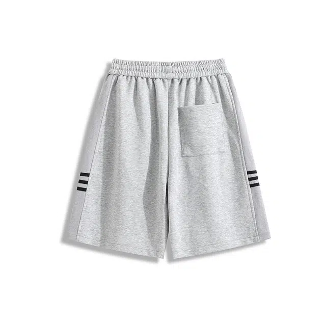 欧路得 重磅条纹拼接运动夏季潮牌青少年宽松百搭透气直筒五分裤休闲短裤 男款