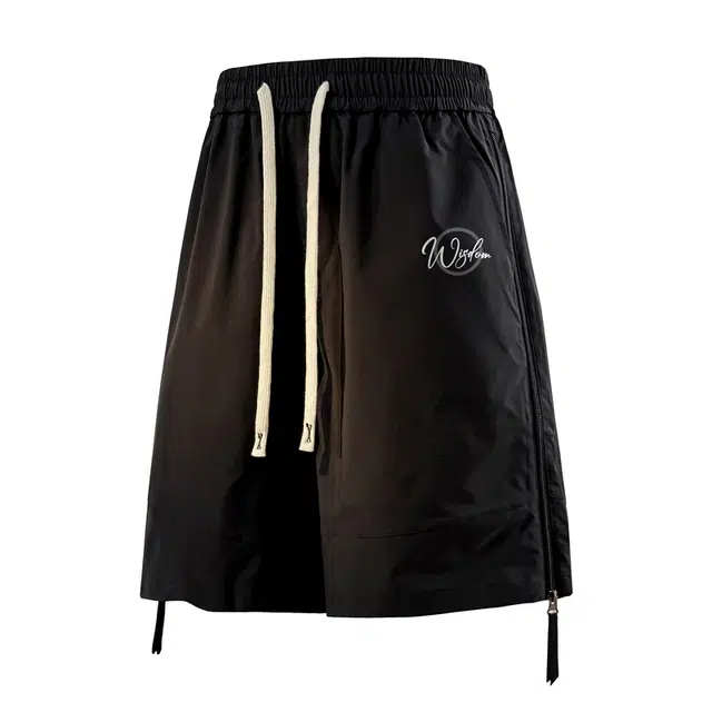 兰缪 美式日系复古透气舒适户外日常运动简约高街设计基础款印花百搭通勤山系宽松清爽柔软垂感直筒纯色系带休闲短裤 男女同款