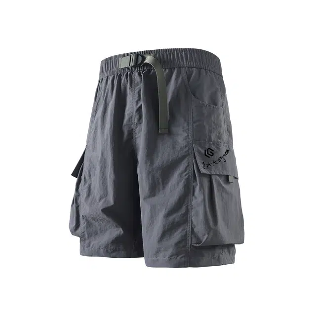 虫小绿 薄款机能工装口袋潮流宽松休闲短裤 男款