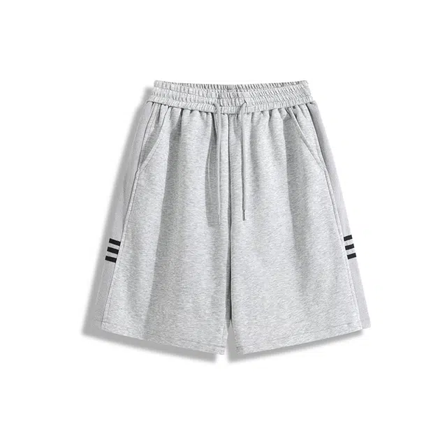 欧路得 重磅条纹拼接运动夏季潮牌青少年宽松百搭透气直筒五分裤休闲短裤 男款