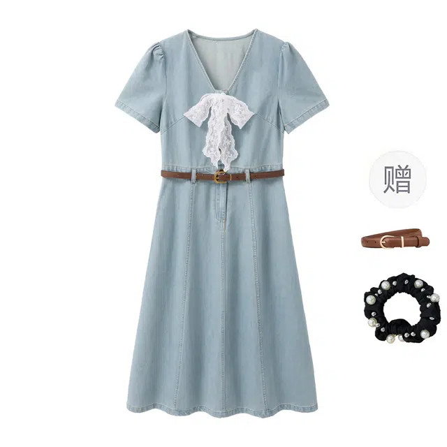 雾闪闪 气质舒适清新时尚短袖连衣裙 女款