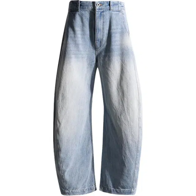 拾籍 韩系嘻哈俏皮感清爽穿搭夏季时尚百搭复古宽松显瘦休闲弯刀灯泡牛仔裤 女款