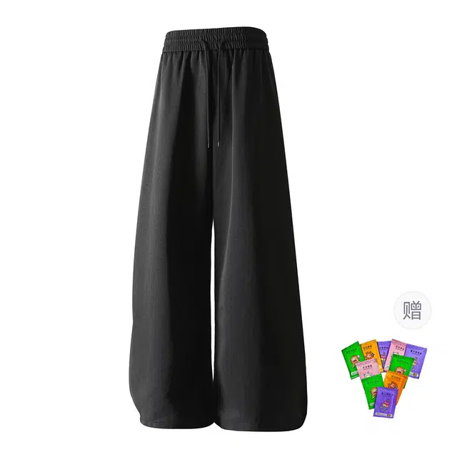 梓润格 美式复古日常百搭甜系多巴胺透气校园风学生简约酷飒帅气无性别主义潮流时尚冰丝肌理感山本裤慵懒风长裤休闲裤 男女同款