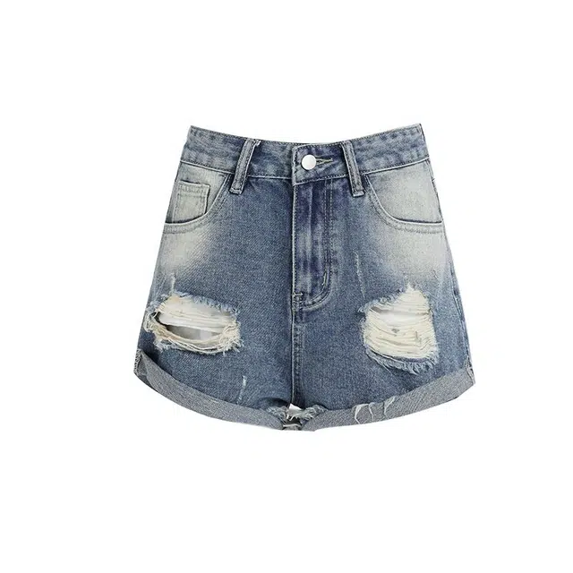 淑好百 高腰百搭时尚舒适牛仔短裤 女款