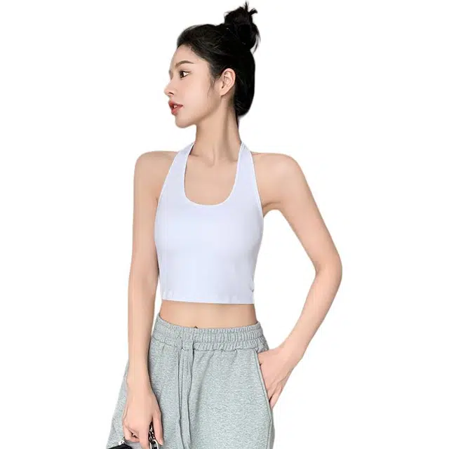 新世家族 辣妹纯色紧身显瘦性感露背挂脖抹胸短款露脐吊带修身内搭休闲背心 女款