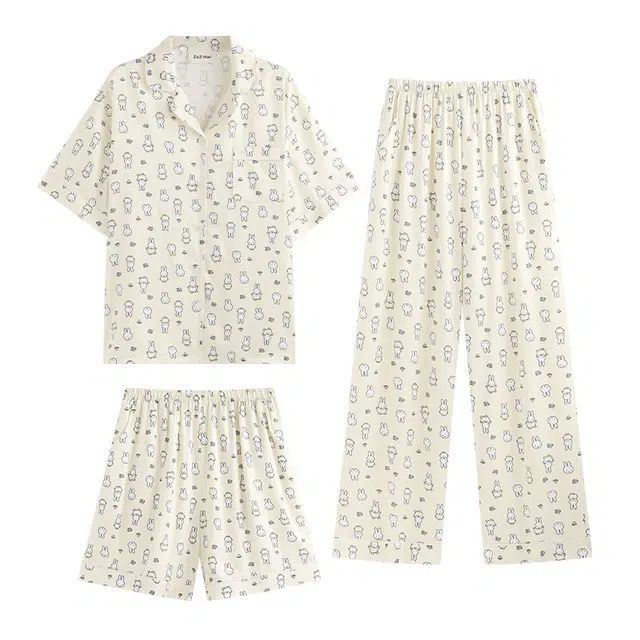 侘町 小鸡丝滑柔软透气亲肤休闲睡衣套装 女款