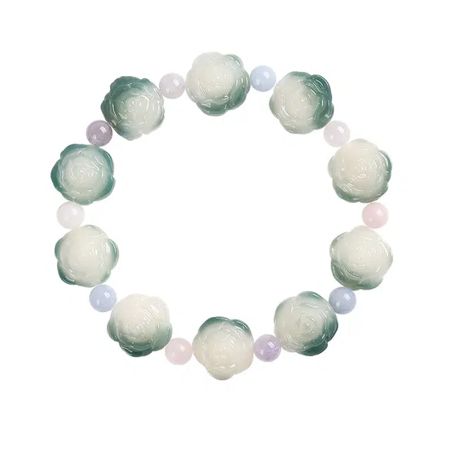 【招桃花*水逆退散】 郁馨 转运纳福雕刻山茶花甜美可爱温柔典雅时来运转清雅婉约小清新文玩 #好运 菩提根 手串 男女同款情侣款