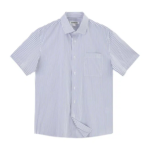 丹宁哲学 商务绅士日本和歌山色织条纹短袖衬衫 男款