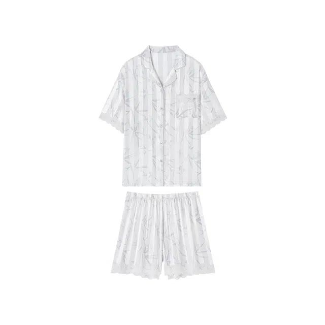 欧诗帛 高颜值凉感冰丝短袖可外穿家居服夏季睡衣套装 女款