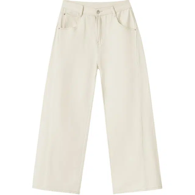 拾籍 时尚简约百搭复古美式高腰宽松牛仔裤 女款