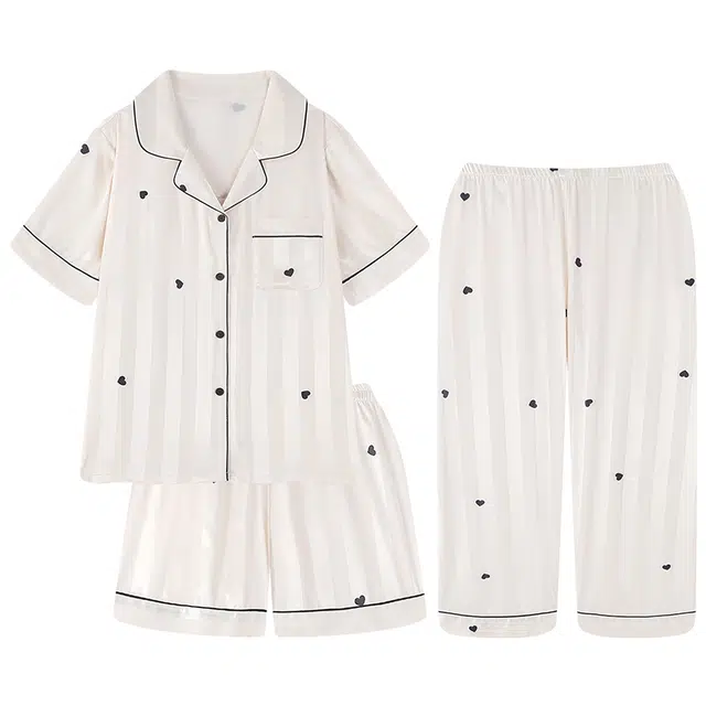 好福份 透气短袖简约轻便设计家居服夏季睡衣套装 女款