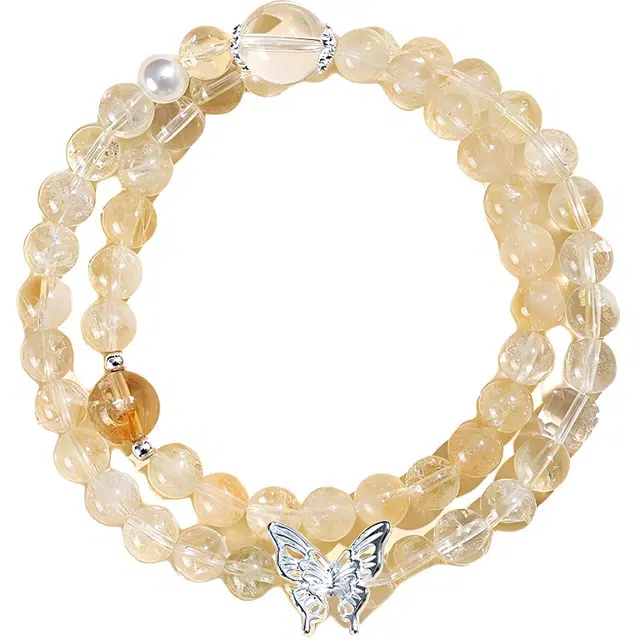 迈奇的礼物  日进斗金 招财旺财转运新中式国潮文艺白月光清新甜美复古小众高级气质优雅百搭高颜值爆款  天然 黄水晶 手串 男女同款情侣款