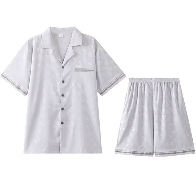 向薇 冰丝短袖短裤休闲家居服夏季睡衣套装 男款