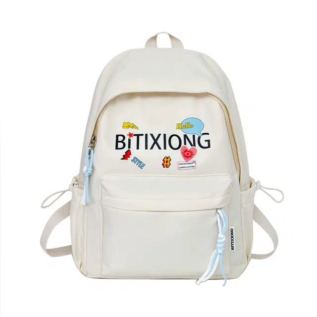 泰格奴 彩色字母高颜值小众设计毕业季旅行出游休闲书包高中生高颜值上课百搭背包 尼龙 双肩包 男女同款情侣款 白色/黑色/黄色/粉红色