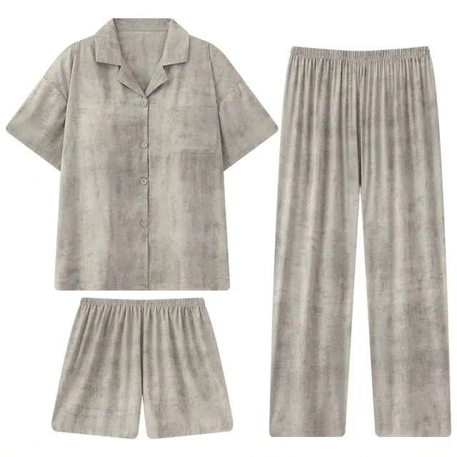 好福份 透气休闲轻便设计家居服短袖短裤长裤夏季睡衣套装 女款