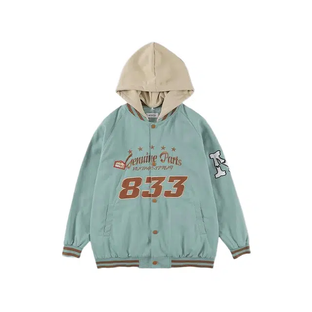 桴生 假两件潮牌宽松休闲外套长袖棒球服 女款