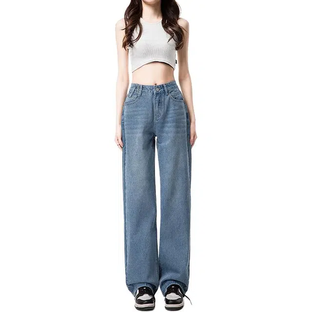 水中花 优雅百搭时尚气质简约牛仔裤 女款