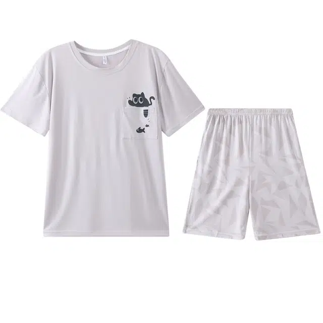 向薇 短袖可外穿五分裤夏季睡衣套装 男款