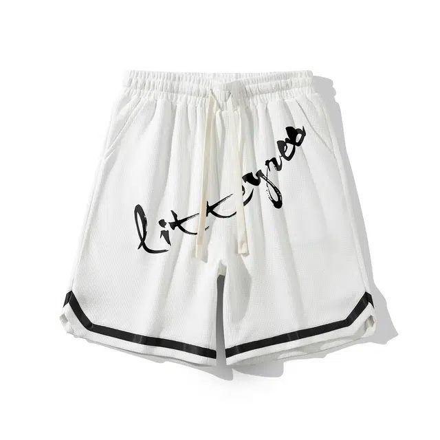 虫小绿 美式复古字母印花宽松健身运动篮球休闲短裤 男女同款