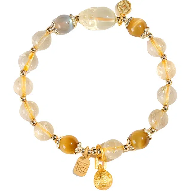 迈奇的礼物  招财暴富 转运 守护 上岸新中式国潮文艺清新甜美复古小众高级气质优雅百搭高颜值爆款 天然 黄水晶 手串 女款