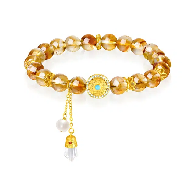 【鎏金】 眰恦 吸财纳福  招财小霸王 财源滚滚来 小众设计百搭款式 轻奢 提升财运 旺事业#好运天然 黄水晶 手串 女款