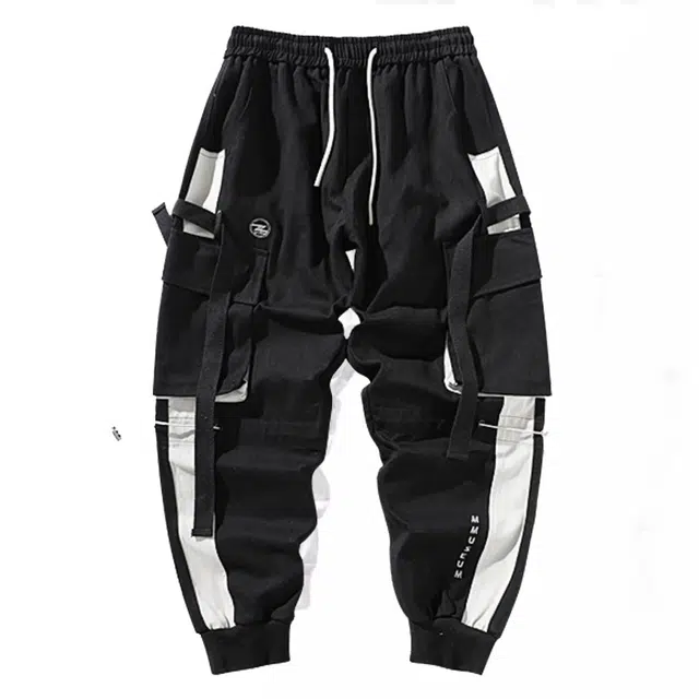 童先森 机能时尚潮流舒适中腰适中系带字母合身长裤工装裤 男款