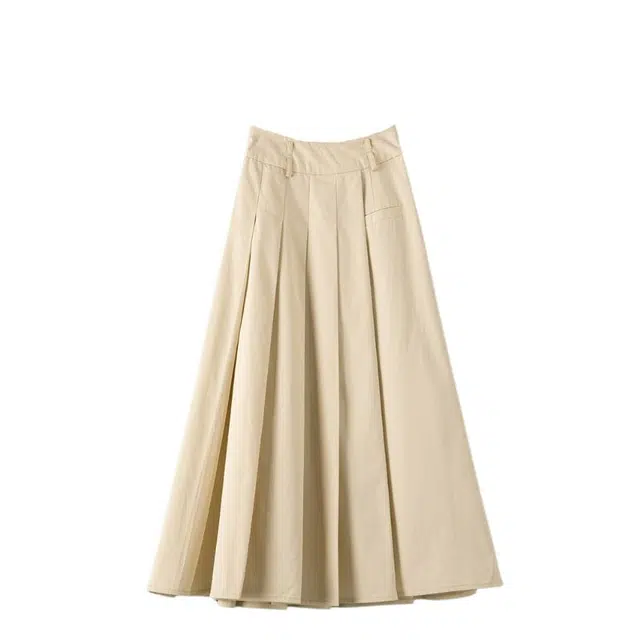 晚白 全棉面料高腰版型有里衬侧拉链设计休闲长裙 女款