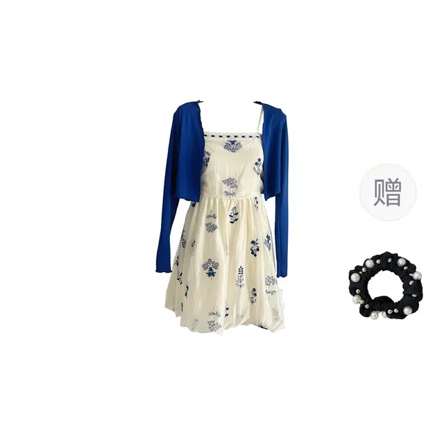 雾闪闪 气质法式千金碎花连衣裙显瘦欧若风小众花苞裙裙装套装 女款