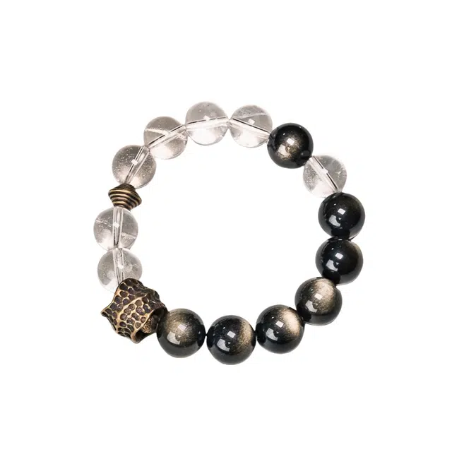 宣华意 复古潮流百搭 个性  黑曜石 手串 男女同款情侣款