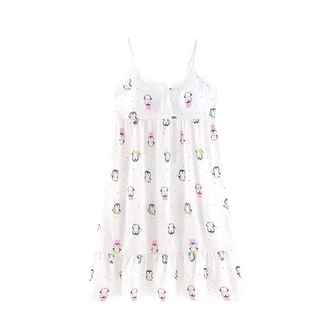 俏韵 性感吊带无袖卡通企鹅带胸垫家居服睡裙 女款