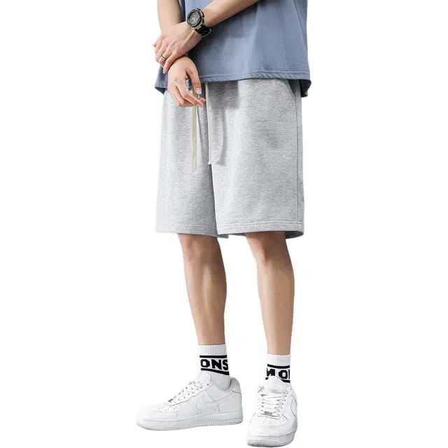 瑞梵帝斯 美式经典潮牌运动纯色宽松百搭五分休闲短裤 男款