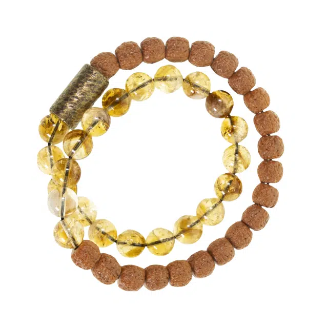 宣华意 复古个性彩晶双圈 金刚菩提 手串 男女同款情侣款