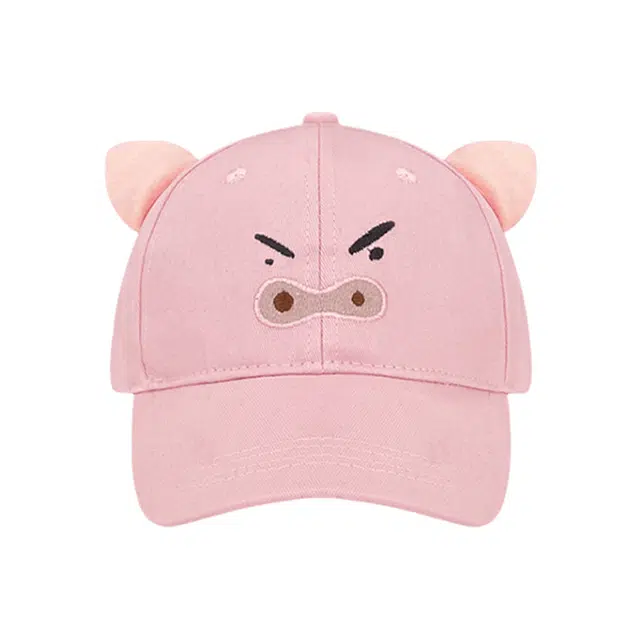 木林森 可爱小猪胖嘟嘟卡通小白刺绣棒球帽户外出游甜妹遮阳防晒时尚潮流百搭学生大头围显脸小 棉 鸭舌帽 男女同款情侣款