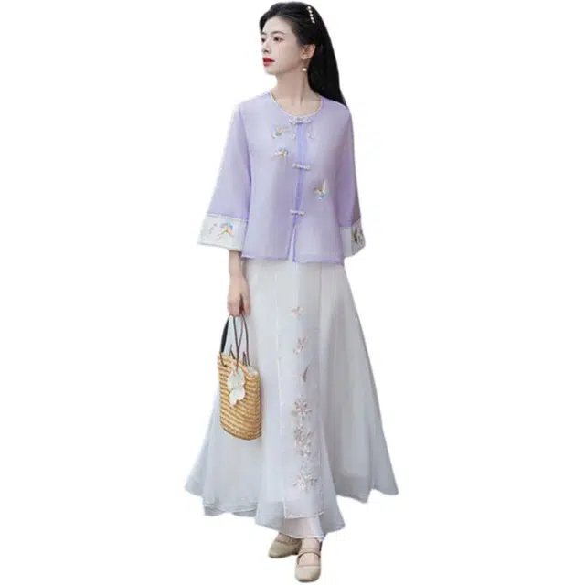 丝絮丝绸 通勤简约舒适百搭裙装套装 女款