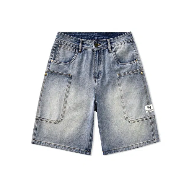 童先森 美式潮流宽松五分裤牛仔短裤 男款