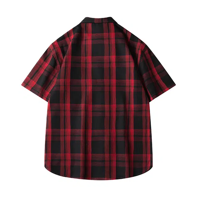 寻星记 美式复古简约潮流宽松格纹长袖上衣外套男衬衫 男女同款