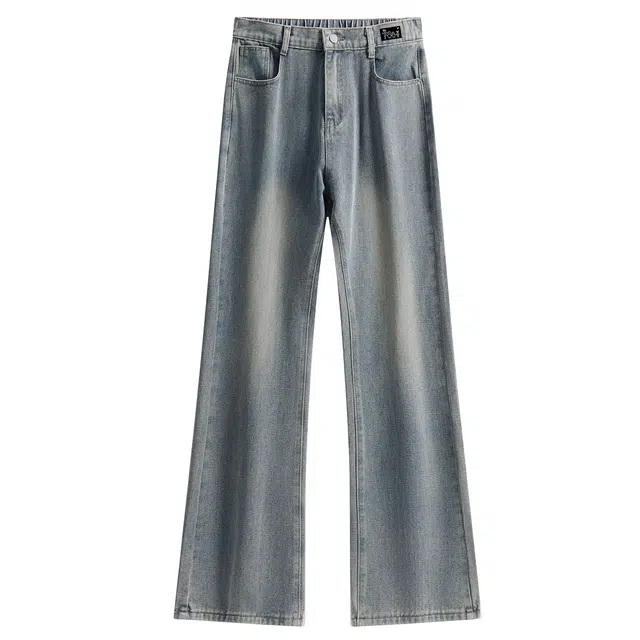 加菲猫家族 美式时尚潮流复古水洗做旧烧花设计宽松直筒垂感舒适透气废土风街头痞帅学生党青春活力中腰微喇牛仔裤 男女同款