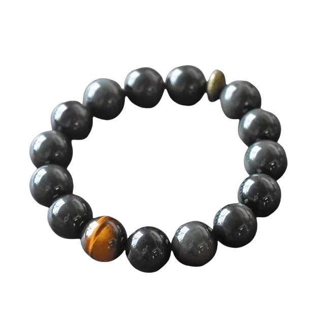 宣华意 新中式小众设计简洁个性复古潮流 黑曜石 手串 男款