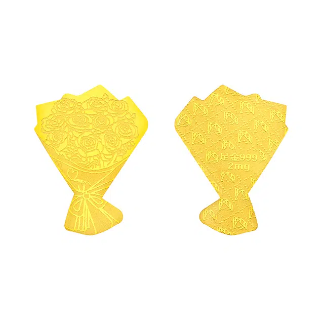 【浪漫玫瑰】 金六福吉祥 幸福转运金贴日常通勤百搭必备款来财表面含金#好运 金 挂件 男女同款情侣款