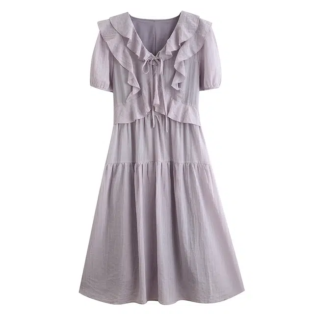 丝絮丝绸 通勤简约舒适百搭短袖连衣裙 女款