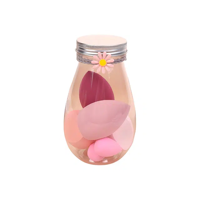 顽顽  干湿两用化妆迷你蛋小雏菊漂流瓶罐子收纳盒粉扑美妆蛋套装 不吃粉遮瑕柔软