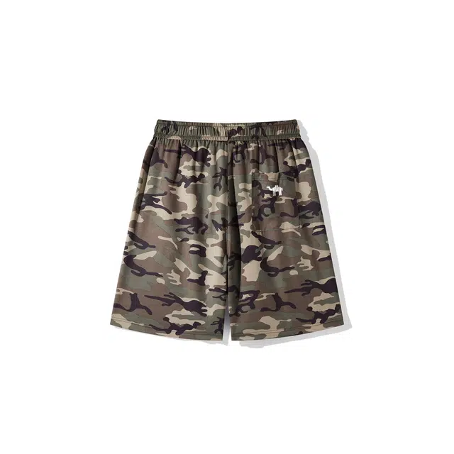 领航骆驼 复古高街宽松户外运动百搭透气迷彩五分休闲短裤 男女同款