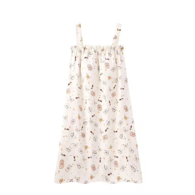 俏韵 卡通可爱小熊吊带无袖带胸垫可外穿薄款家居服睡裙 女款