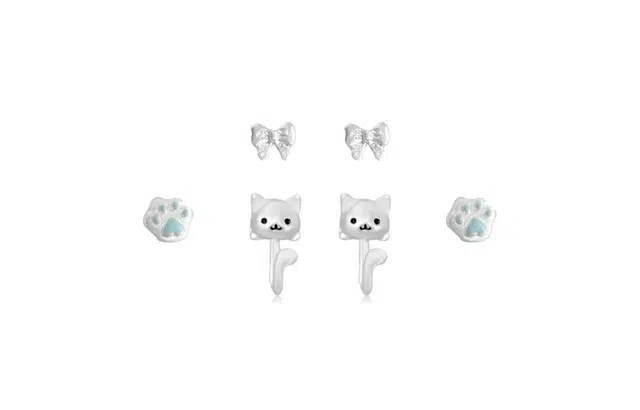 迎百宝 精致可爱小猫尾 实用可爱高级感时尚 合金 耳钉 男女同款情侣款