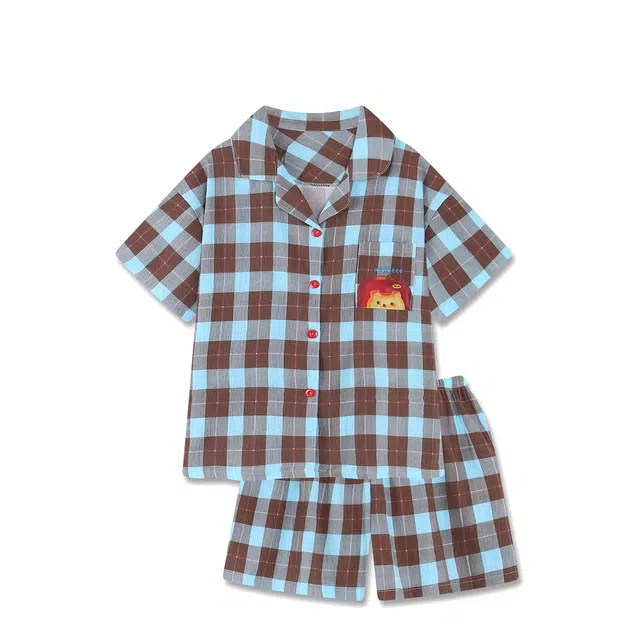 俏韵 翻领卡通可爱夏季云朵棉短袖凉感家居服可外穿睡衣套装 男女同款