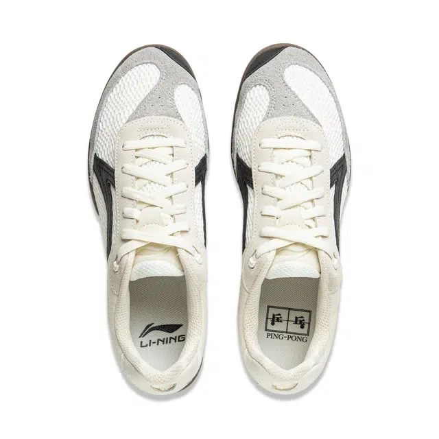 中国李宁  乒乓系列  潮流运动舒适  耐磨透气功能性  休闲适用场景  低帮  乒乓球鞋 男女同款 白黑灰